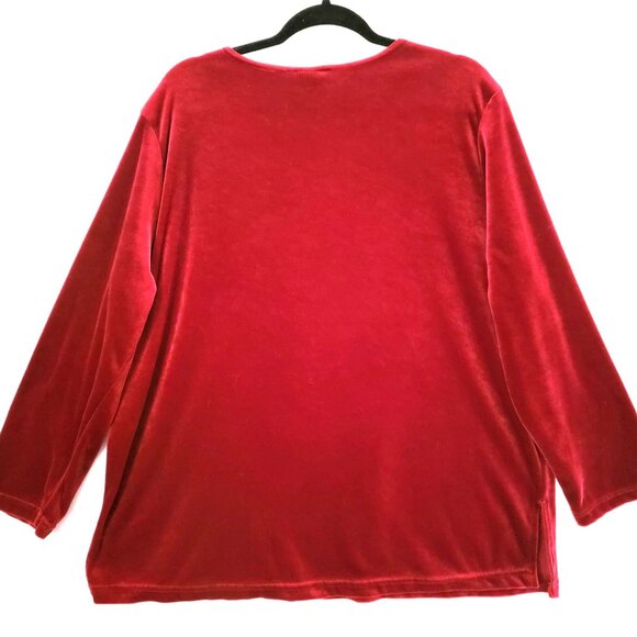 VTG Salon Studio Womens Top Pull Over 2XL Long Sleeve Rhinestone Accents Red USA - Picture 2 of 11